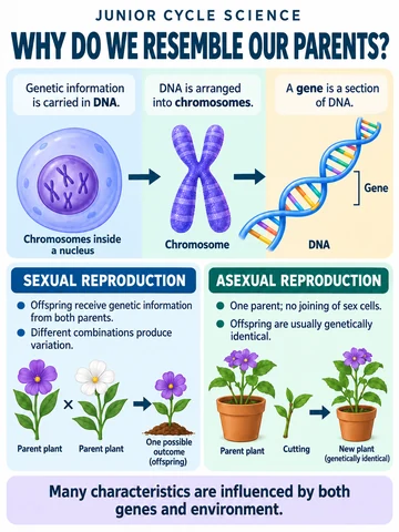 Why do we resemble our parents?. Genetic information is carried in DNA.