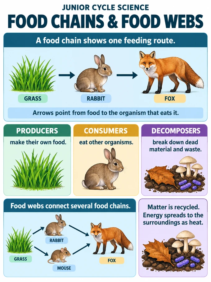 Food chains & food webs. A food chain shows one feeding route.