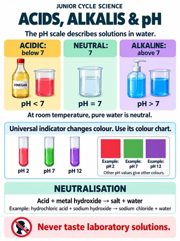 Acids, alkalis & pH. The pH scale describes solutions in water.
